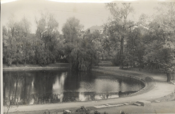 Original Fotos Berlin Tempelhof, Alter Park, Teich, um 1946, ca. 12x17 cm
