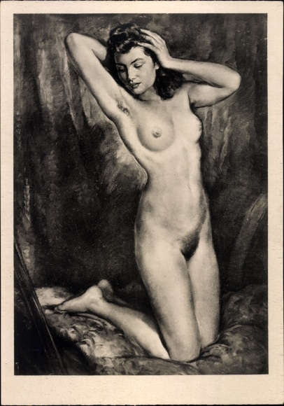 Artist PC Hempfing, Wilhelm, kneeling nude, HDK 405, female nude