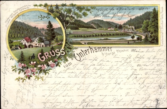 Litho Unterhammer Berga an der Elster Thüringen, Restaurant Unterhammer