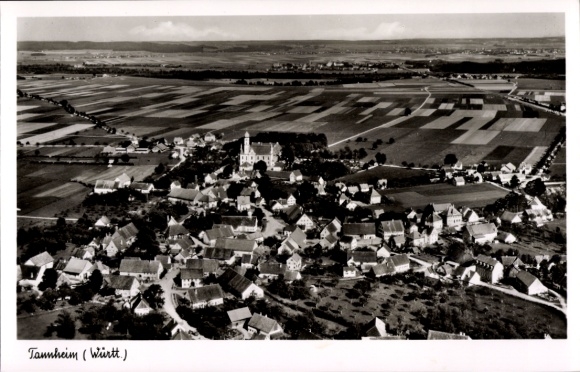 Postcard Tannheim in Württemberg, aerial photograph