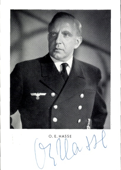 Aktor KP OE Hasse, portret, autograf, Canaris, mundur