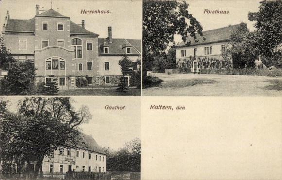 Postcard Raitzen Naundorf in Saxony, forester's house, manor house, inn