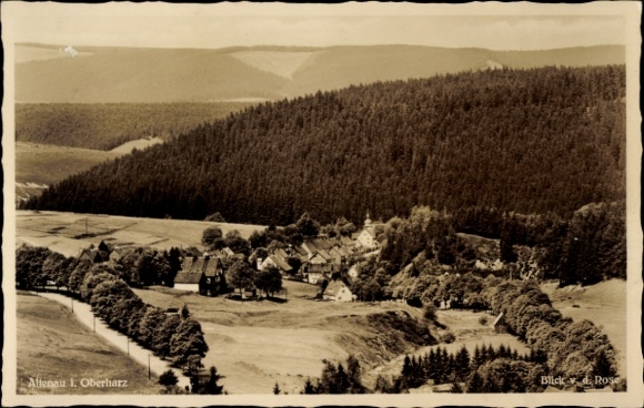 Postcard Altenau Clausthal Zellerfeld in the Upper Harz, landscape photo, mountains, forests, village view,