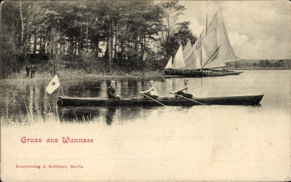 Ak Berlin Zehlendorf Wannsee, Ruderpartie, Segelboote