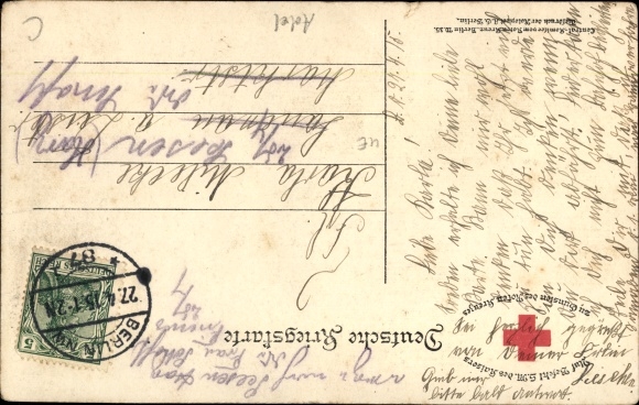 Postcard Kaiser Wilhelm II., I don&#39;t know any parties anymore, quote 1914, Red Cross