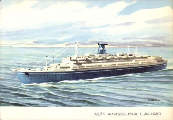Kunstenaar Ak stoomschip MN Angelina Lauro, Lauro Lines