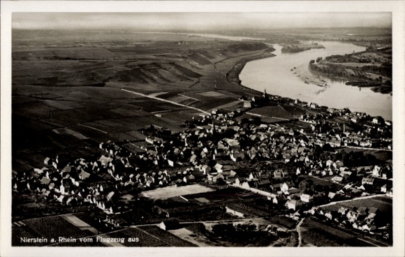 Postcard Nierstein am Rhein, aerial photograph