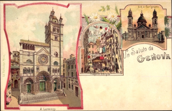 Litho Genova Genua Liguria, S. Lorenzo, S. Brigida, Carignano