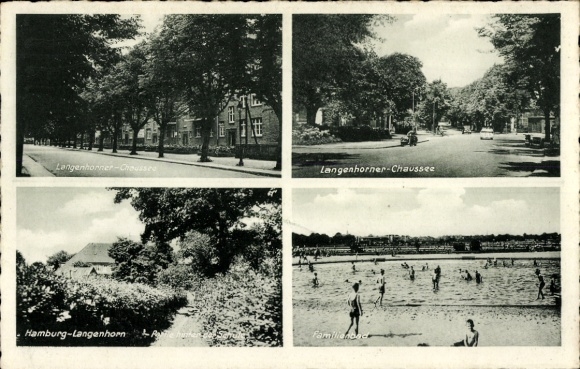 Postcard Hamburg Nord Langenhorn, Langenhorner Chaussee, family pool