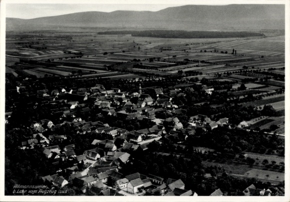 Ak Allmannsweier Schwanau in Baden, Luftaufnahme