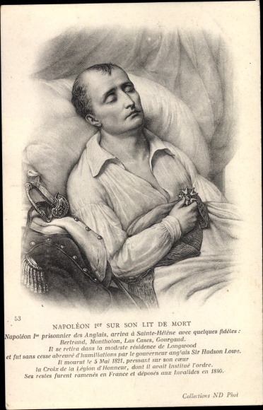 Postcard Sainte Helene, Napoleon Bonaparte on his Deathbed 1821
