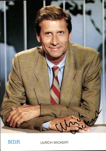 Postcard actor Ulrich Wickert, portrait, NDR, autograph