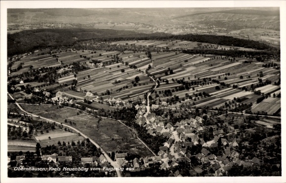 Postcard Obernhausen (district of Neuenbürg) Birkenfeld in Württemberg, aerial photograph