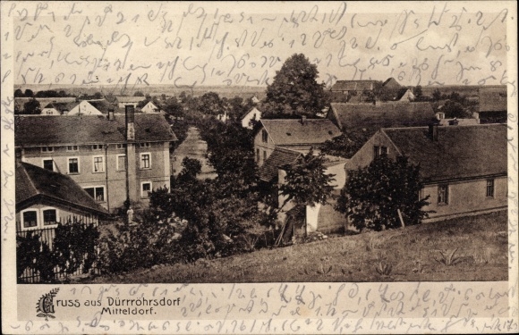 Postcard Dürrrhörsdorf in Saxony, view of the middle village, residential buildings