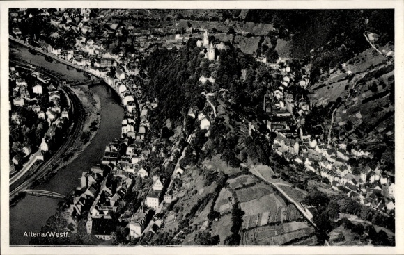 Postcard Altena in Westphalia, aerial photograph