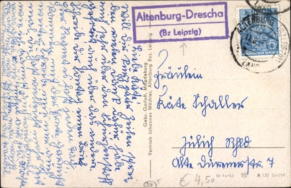 KP kraj stempla pocztowego Altenburg Drescha (Bz. Leipzig)
