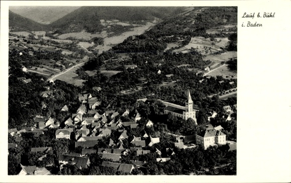 Postcard Lauf in Baden Black Forest, Gasthaus zum Hirsch, aerial photograph