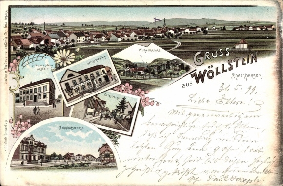 lito Wöllstein w Rheinhessen, Wilhelmslust, Germaniaplatz, instytut przygotowawczy, Bahnhofstrasse