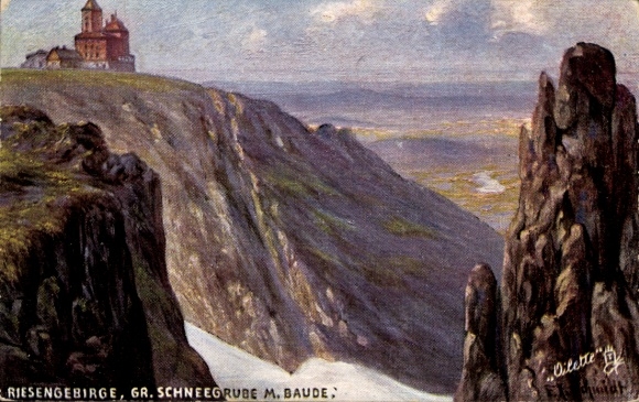 Postcard Śnieżne Kotły Snow Pit Giant Mountains Silesia, Baude, Mountains, Tuck 622