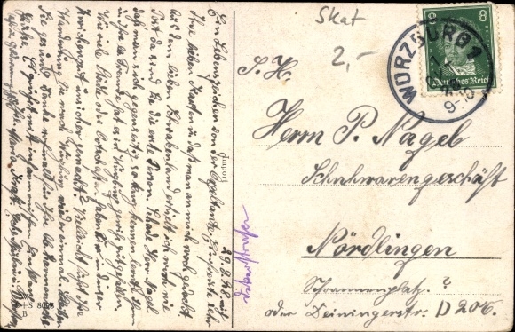 Artist Postcard Höhenskat, mountaineers play cards on the mountain peak