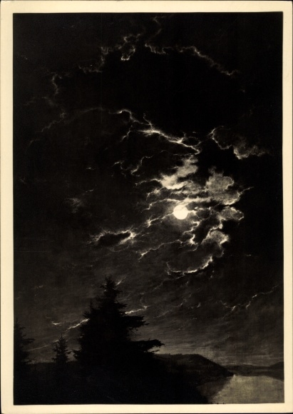 Artist PC Kriegel, Willy, night, moon, clouds, HDK 574