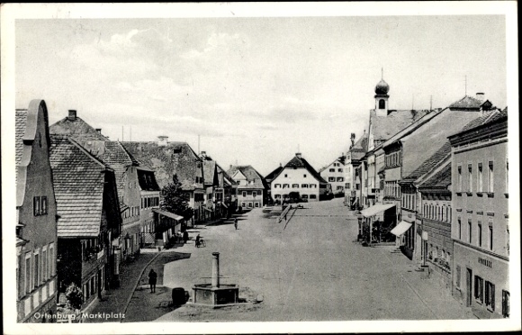 Postcard Ortenburg Lower Bavaria, market square