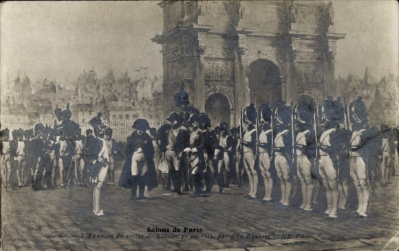 Postcard Paris VIII., Triumphal Arch, Parade, Napoleon, French Soldiers