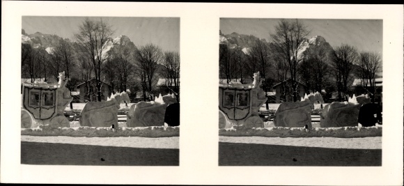 Stereo photo winter in Upper Bavaria Otto Schönstein, Bavarian snow sculpture