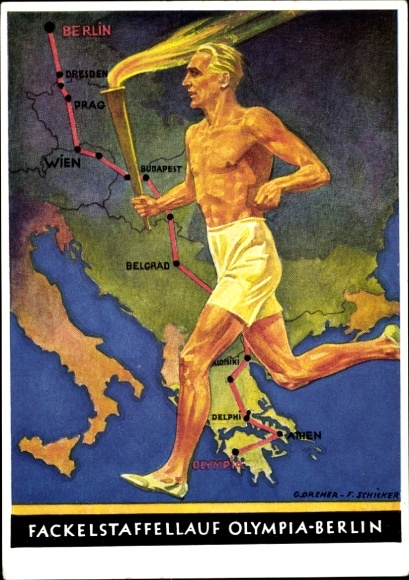 Mapy Artysta KP Dreher, Schicker, Sztafeta z pochodnią, Igrzyska Olimpijskie Berlin 1936