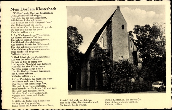 Poem Postcard Heiligenrode Stuhr in Lower Saxony, My village at the monastery creek
