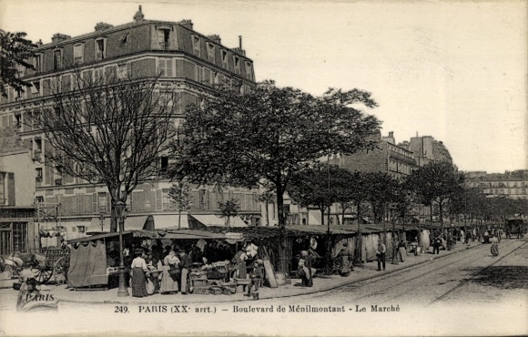 Ak Paris XX, Boulevard de Ménilmontant, Markt