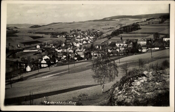Ak Markersbach Bad Gottleuba in Saksen, prachtig landschap, dorpsgezicht, heuvels, velden