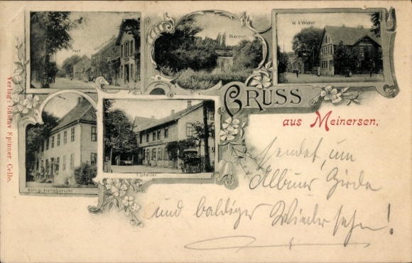Postcard Meinersen Lower Saxony, district court, post office, F.Steller, HAWeber