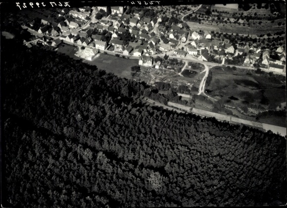 Postcard Marktheidenfeld in the Spessart Lower Franconia, black and white aerial photograph of a town 12 km west...