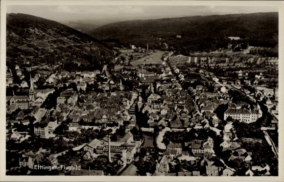 Postcard Ettlingen in Baden, aerial photograph