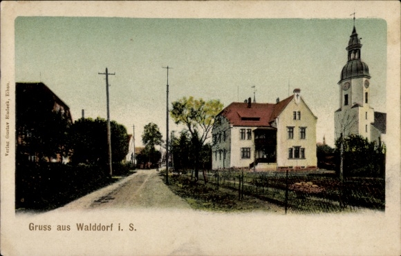 Ak Walddorf Kottmar Sachsen, Straßenpartie, Kirche, Wohnhäuser