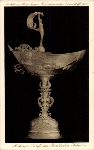 PC Kulmbach in Upper Franconia, Golden Bowl with Fortuna, work by Tobias Wolf, Lymmen 1913