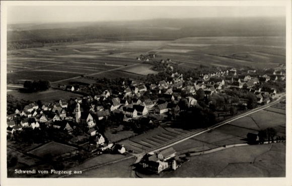 Postcard Schwendi in Upper Swabia, aerial photograph