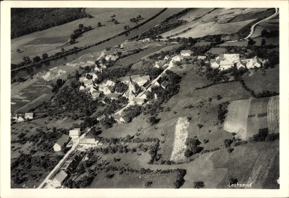 Postcard Lechsend Marxheim in Swabia Bavaria, aerial photograph