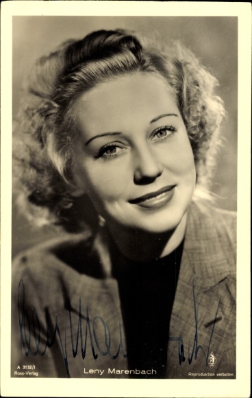Postcard actress Leny Marenbach, Ross Verlag A 3132 1, portrait, autograph