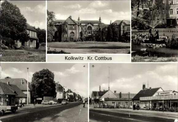 Postcard Kolkwitz in the Spreewald Niederlausitz, district of Cottbus, medical center, hospital, Berliner Straße