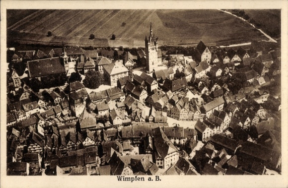 Postcard Bad Wimpfen am Neckar, aerial photograph