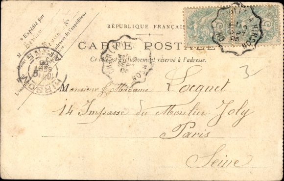 Postcard Saint Galmier Loire, Source Badoit, goatee and starched strawberry