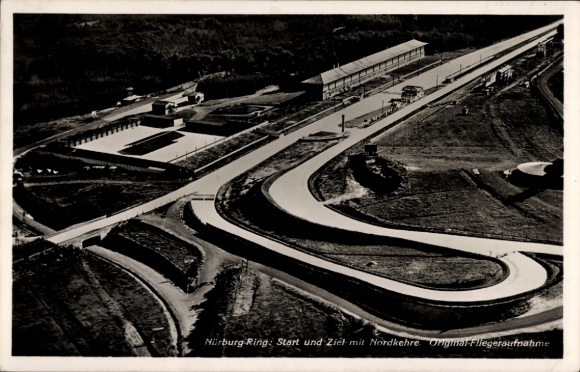 Postcard Adenau, aerial photography, Nürburg Ring, start and finish with north bend