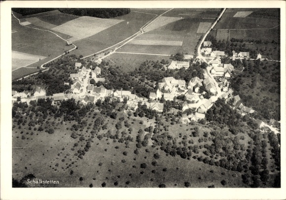 Postcard Schalkstetten Amstetten in the Swabian Alb Württemberg, aerial photograph