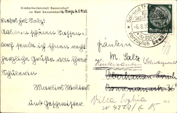 Postcard Bad Sassendorf in Westphalia, children's hospital, partial views