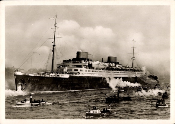 Postcard turbine express steamer Europa, North German Lloyd Bremen