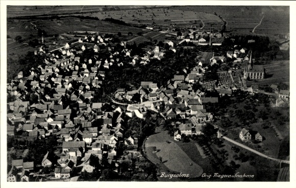 Postcard Burgsolms Solms in Hesse, aerial photograph