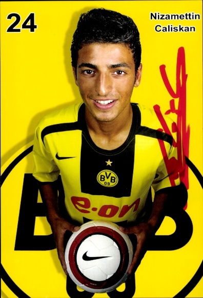 Autograph card footballer Nizamettin Caliskan, BVB 09, Borrussia Dortmund, autograph