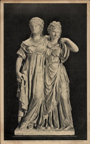 Postcard Crown Princess Louise of Prussia, sculpture by Schadow